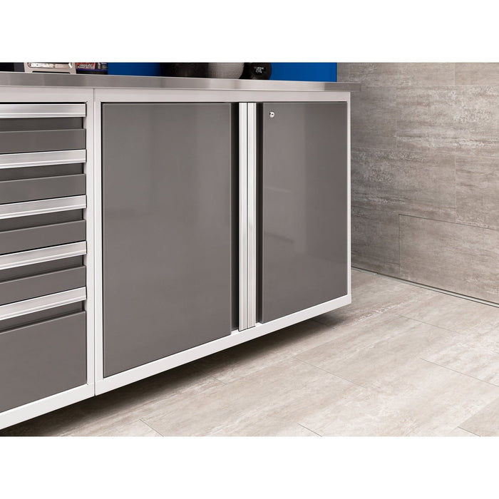 NewAge | Pro Series 9 Piece Cabinet Set With Wall, Base, Tool Drawer Cabinet, 56 in. Integrated Shelf and 112 in. Worktop