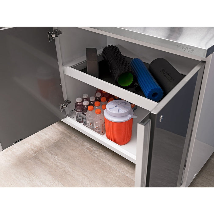 NewAge | Pro Series 9 Piece Cabinet Set With Wall, Base, Tool Drawer Cabinet, 56 in. Integrated Shelf and 112 in. Worktop