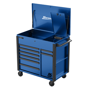 Dark Slate Blue Homak 44” RS Pro Series 8 Drawer Flip Top Power Service Cart