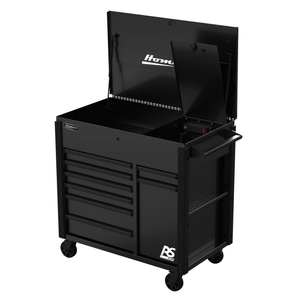 Black Homak 44” RS Pro Series 8 Drawer Flip Top Power Service Cart