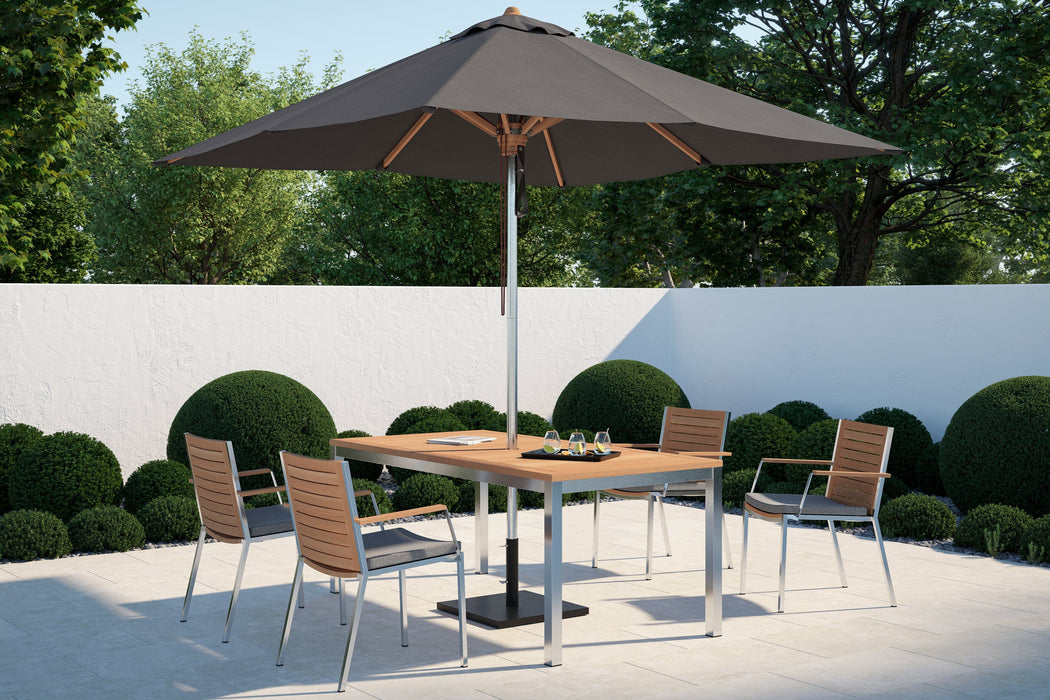 NewAge | Monterey 4 Seater Dining Set with 72 in. Table and Umbrella