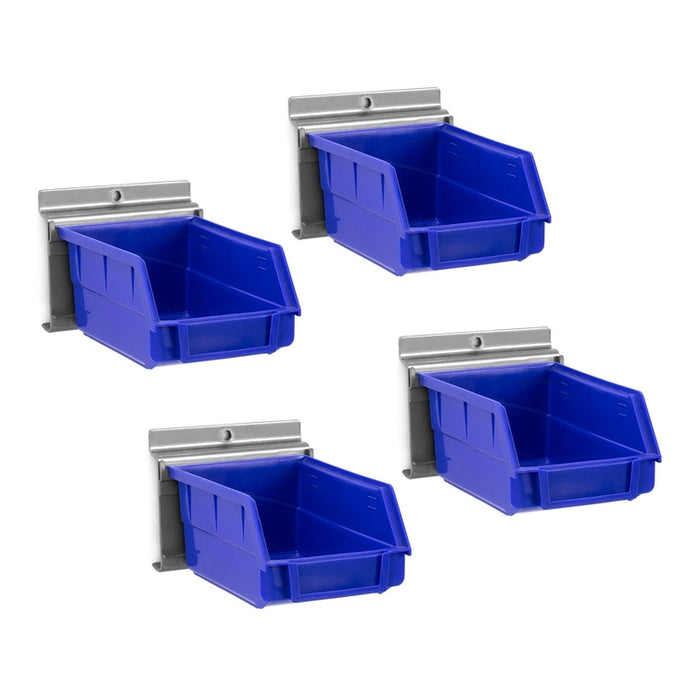 NewAge PVC Slatwall Blue Parts Bins with Parts Bins Support (Pack of 4)