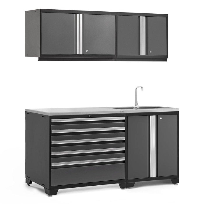 NewAge Pro Series 5 Piece Black Frame Cabinet Set With Garage Sink Cabinet