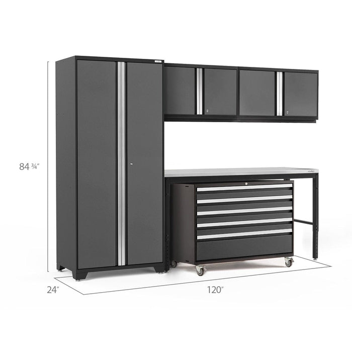 NewAge | Pro Series 5 Piece Cabinet Set With Wall, Tool Cabinet, Locker and 84 in. Workbench