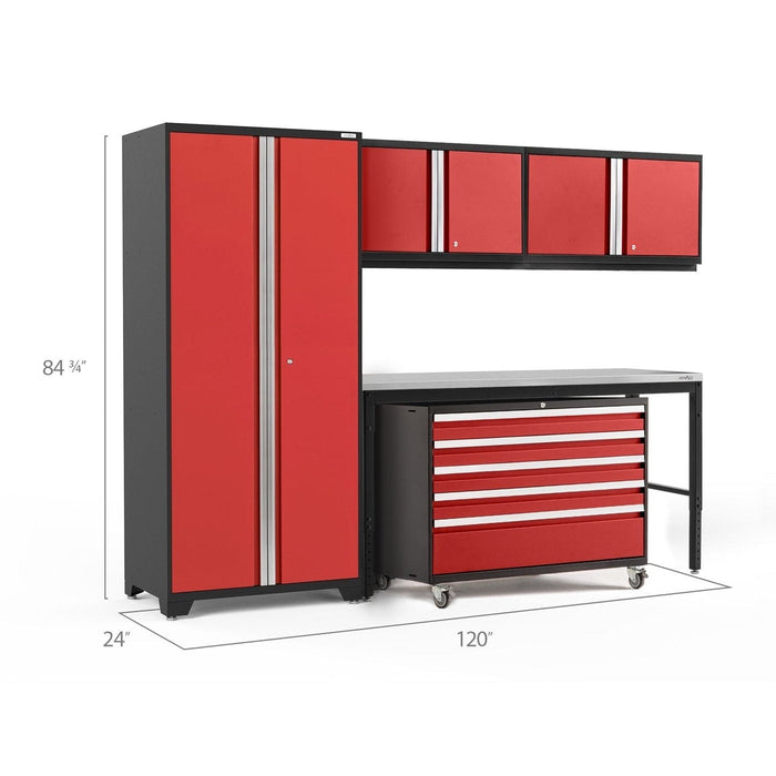 NewAge | Pro Series 5 Piece Cabinet Set With Wall, Tool Cabinet, Locker and 84 in. Workbench