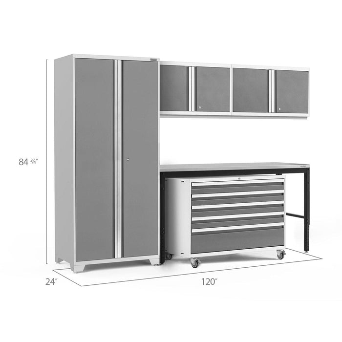 NewAge | Pro Series 5 Piece Cabinet Set With Wall, Tool Cabinet, Locker and 84 in. Workbench