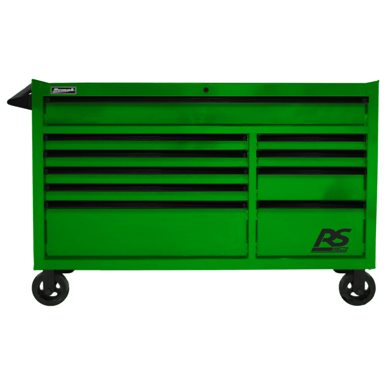 Dark Green Homak 54" RS Pro 10 Drawer Rolling Cabinet
