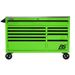 Lime Green Homak 54" RS Pro 10 Drawer Rolling Cabinet with Stainless Steel Top