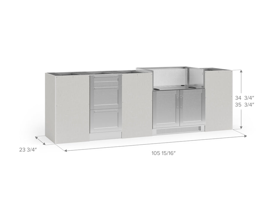 NewAge | Outdoor Kitchen Signature Series 6 Piece Cabinet Set with 3 Drawer and Grill Cabinet