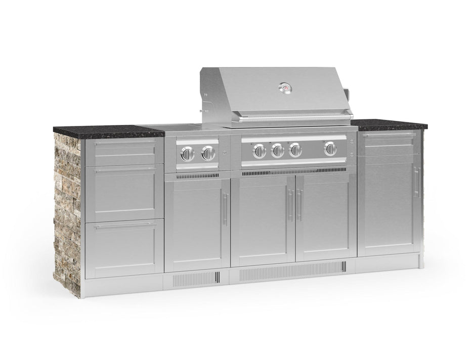 NewAge | Outdoor Kitchen Signature Series 8 Piece Cabinet Set with Grill, 3 Drawer, 1 Door and Dual Side Burner