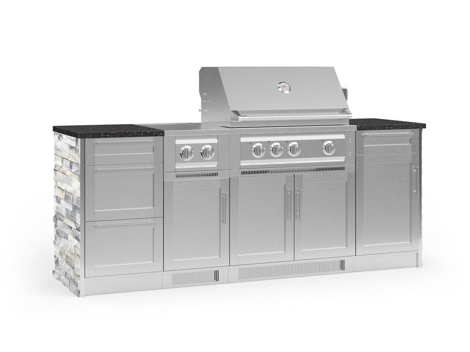 NewAge | Outdoor Kitchen Signature Series 8 Piece Cabinet Set with Grill, 3 Drawer, 1 Door and Dual Side Burner