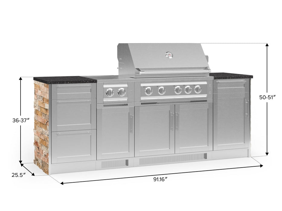 NewAge | Outdoor Kitchen Signature Series 8 Piece Cabinet Set with Grill, 3 Drawer, 1 Door and Dual Side Burner