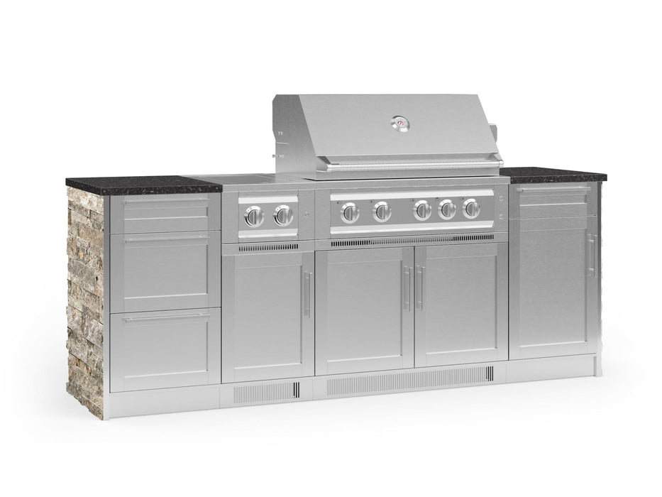 NewAge | Outdoor Kitchen Signature Series 8 Piece Cabinet Set with Grill, 3 Drawer, 1 Door and Dual Side Burner