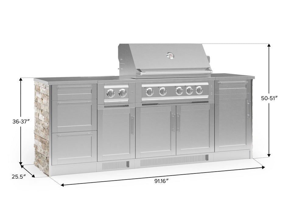 NewAge | Outdoor Kitchen Signature Series 8 Piece Cabinet Set with Grill, 3 Drawer, 1 Door and Dual Side Burner