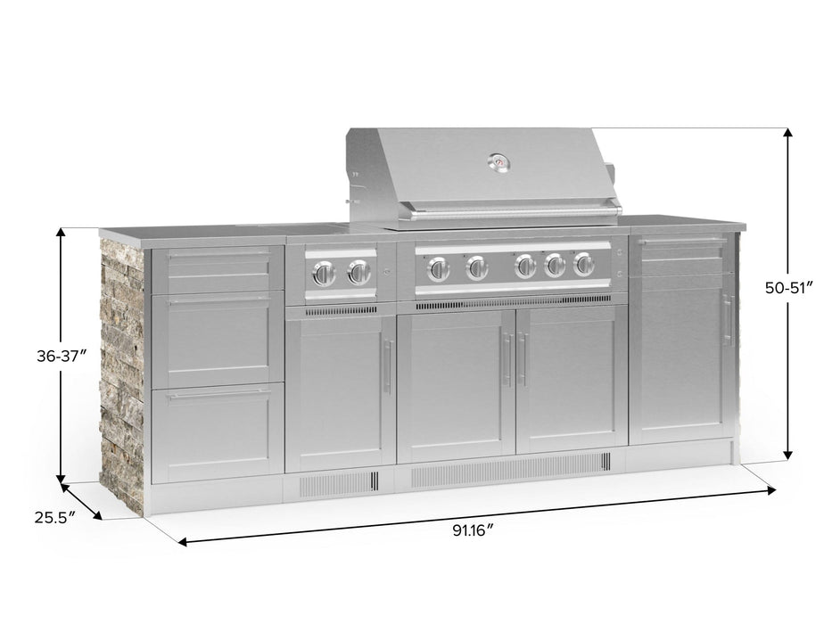 NewAge | Outdoor Kitchen Signature Series 8 Piece Cabinet Set with Grill, 3 Drawer, 1 Door and Dual Side Burner