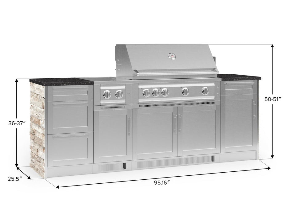 NewAge | Outdoor Kitchen Signature Series 8 Piece Cabinet Set with Grill, 3 Drawer, 1 Door and Dual Side Burner