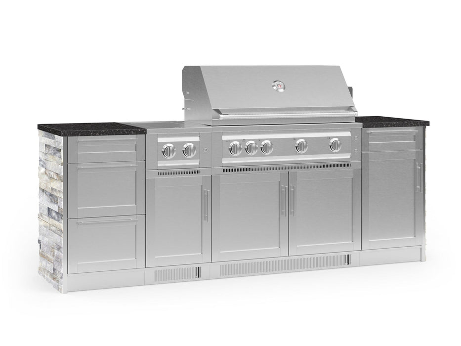 NewAge | Outdoor Kitchen Signature Series 8 Piece Cabinet Set with Grill, 3 Drawer, 1 Door and Dual Side Burner