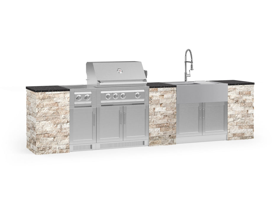 NewAge | Outdoor Kitchen Signature Series 11 Piece Cabinet Set With Dual Side Burner, Platinum Grill, Grill Cabinet and Sink Cabinet