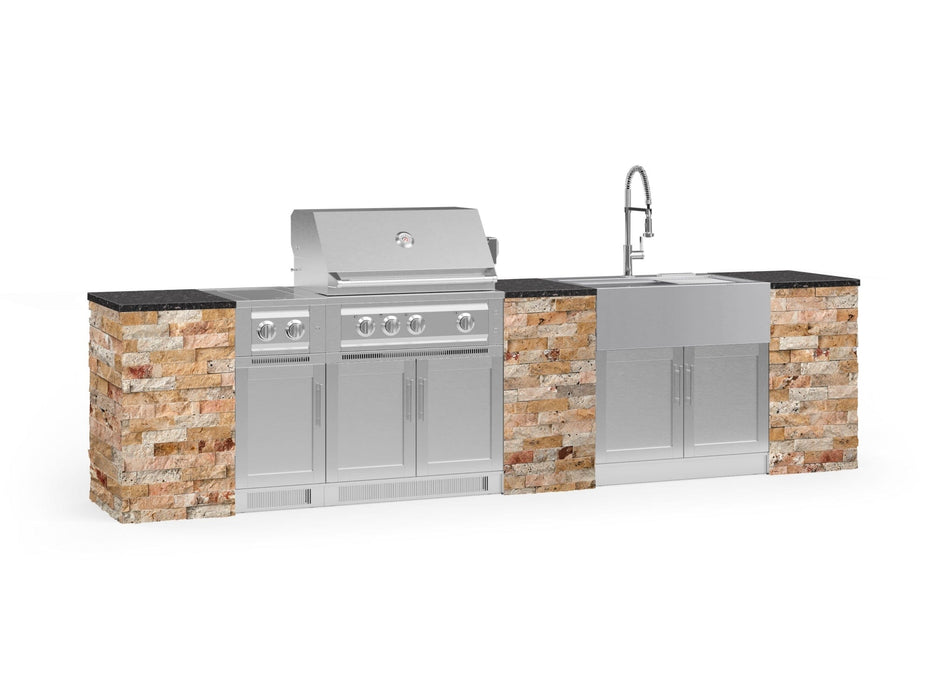 NewAge | Outdoor Kitchen Signature Series 11 Piece Cabinet Set With Dual Side Burner, Platinum Grill, Grill Cabinet and Sink Cabinet