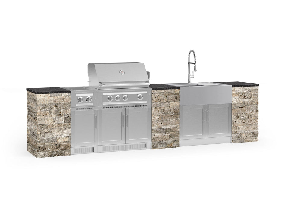 NewAge | Outdoor Kitchen Signature Series 11 Piece Cabinet Set With Dual Side Burner, Platinum Grill, Grill Cabinet and Sink Cabinet