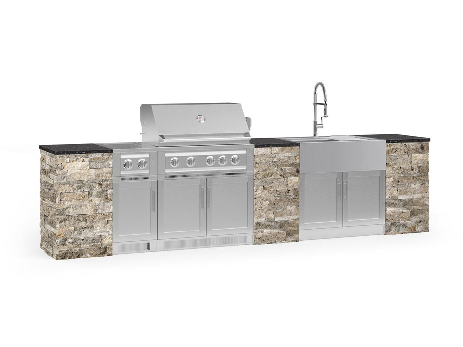 NewAge | Outdoor Kitchen Signature Series 11 Piece Cabinet Set With Dual Side Burner, Platinum Grill, Grill Cabinet and Sink Cabinet