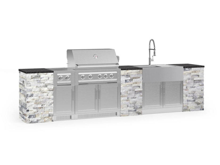 NewAge | Outdoor Kitchen Signature Series 11 Piece Cabinet Set With Dual Side Burner, Platinum Grill, Grill Cabinet and Sink Cabinet