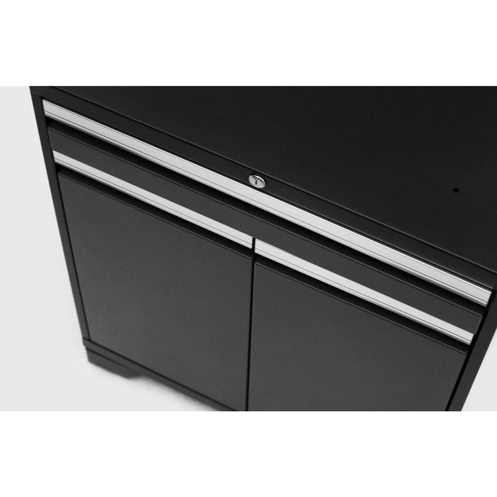 NewAge | Pro Series 9 Piece Cabinet Set With Wall, Base, Tool Drawer Cabinet, 56 in. Integrated Shelf and 112 in. Worktop