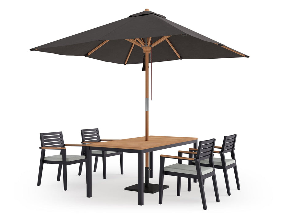 NewAge | Rhodes 4 Seater Dining Set with 72 in. Table and Umbrella