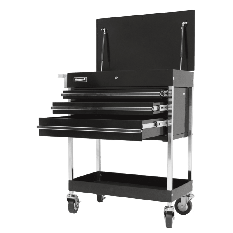 Dark Slate Gray Homak 34" Professional 3 Drawer Service Cart