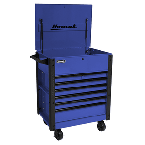 Dark Slate Blue Homak 35" Pro Series 7 Drawer Slide Top Service Cart