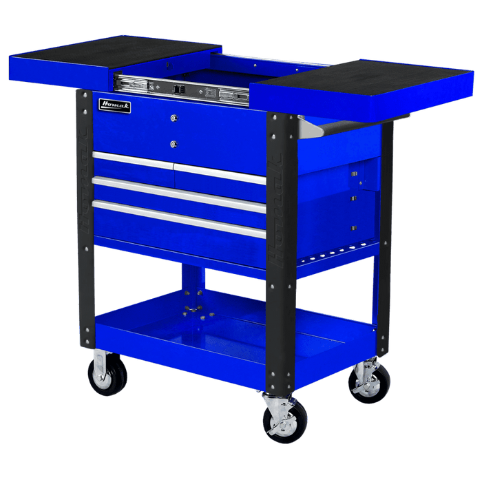 Medium Blue Homak 35" Pro Series 4 Drawer Slide Top Service Cart