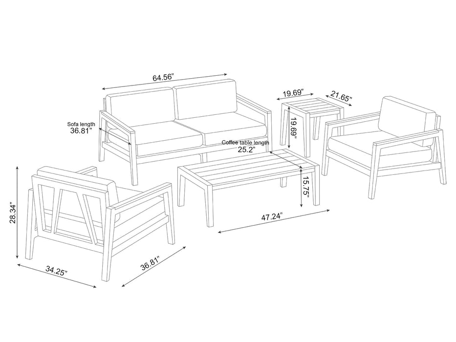 NewAge | Rhodes 4 Seater Chat Set with Coffee Table and Side Table