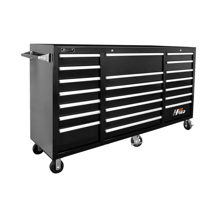 Black Homak 72” H2Pro Series 21 Drawer Roller Cabinet