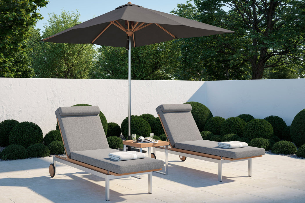 NewAge | Monterey Chaise Lounge (Set of 2) with Side Table and Umbrella