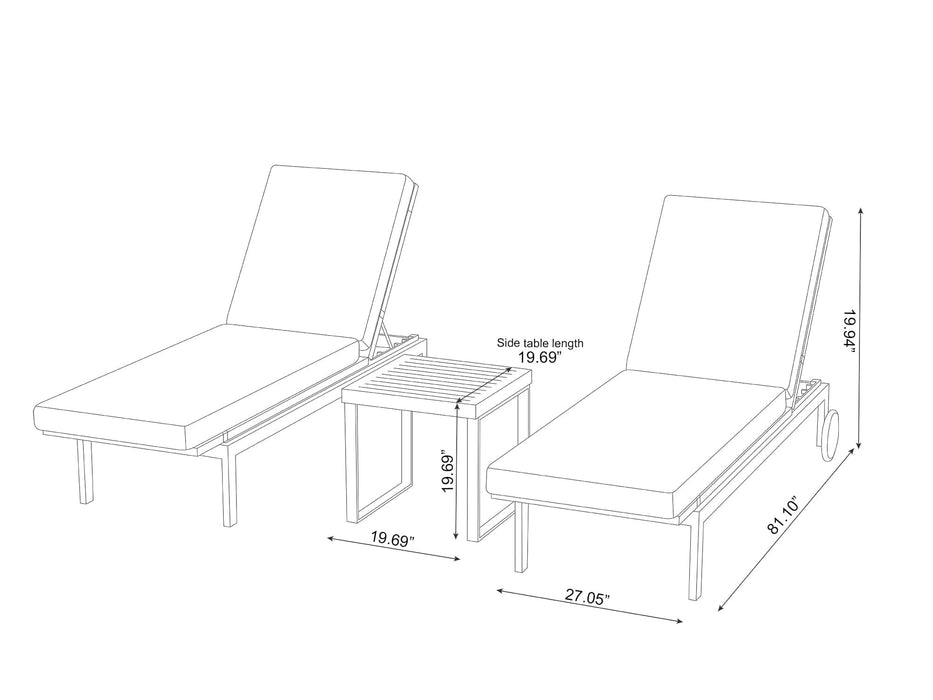 NewAge | Monterey Teak Chaise Lounge (Set of 2) with Side Table