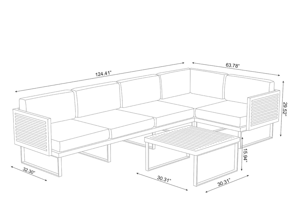 NewAge | Monterey 5 Seater Sectional with Coffee Table