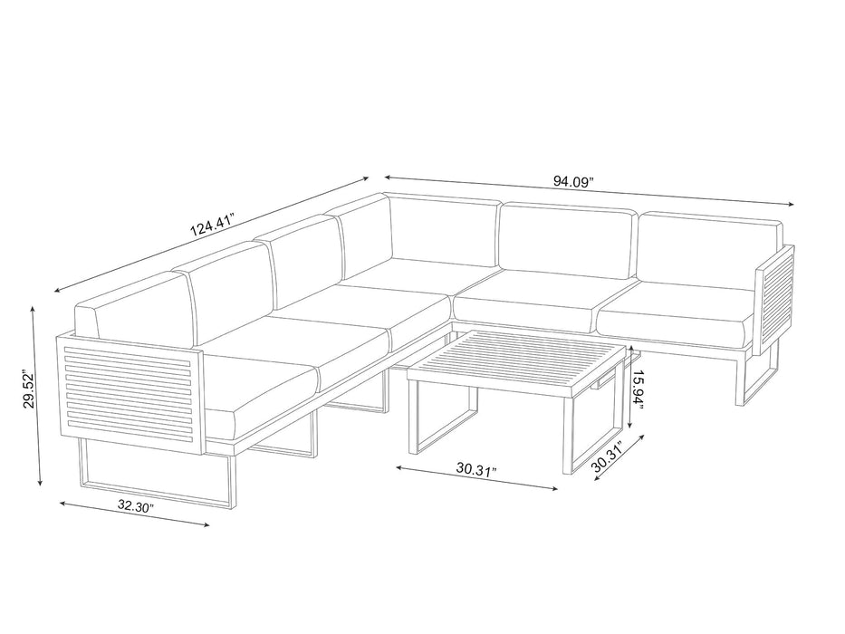 NewAge | Monterey 6 Seater Sectional with Coffee Table