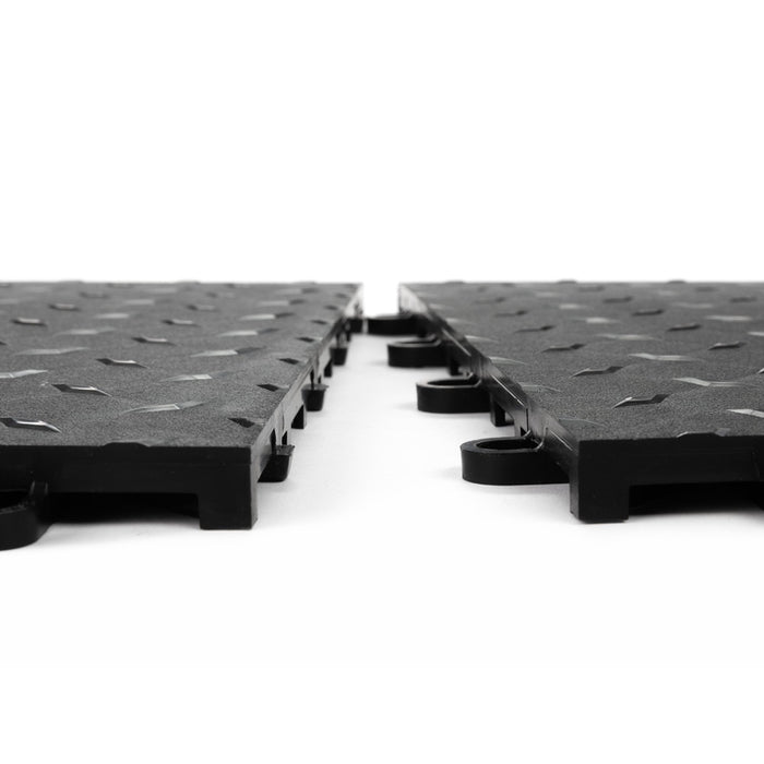 NewAge Polypropylene Garage Flooring Tiles (48-Pack) - Four PowerLocks per side for ease of installation.