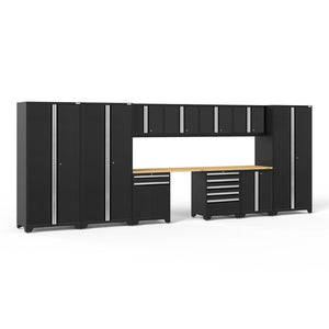 NewAge Pro Series 12 Piece Cabinet Set with Lockers, Tool Drawer Cabinet, and 56 in. Worktop-