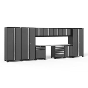 NewAge Pro Series 12 Piece Cabinet Set with Lockers, Tool Drawer Cabinet, and 56 in. Worktop-