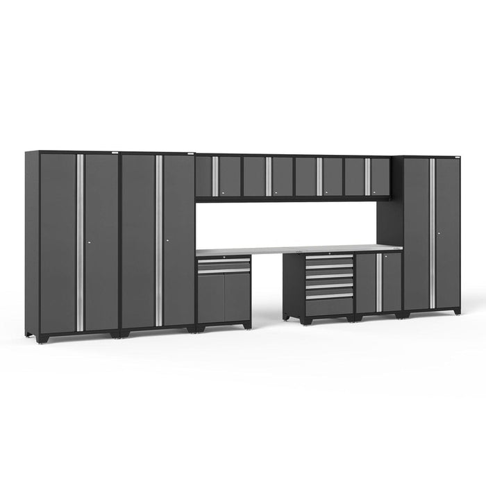 NewAge Pro Series 12 Piece Cabinet Set with Lockers, Tool Drawer Cabinet, and 56 in. Worktop-