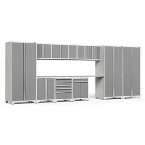 NewAge Pro Series 12 Piece Cabinet Set with Lockers, Tool Drawer Cabinet, and 56 in. Worktop-
