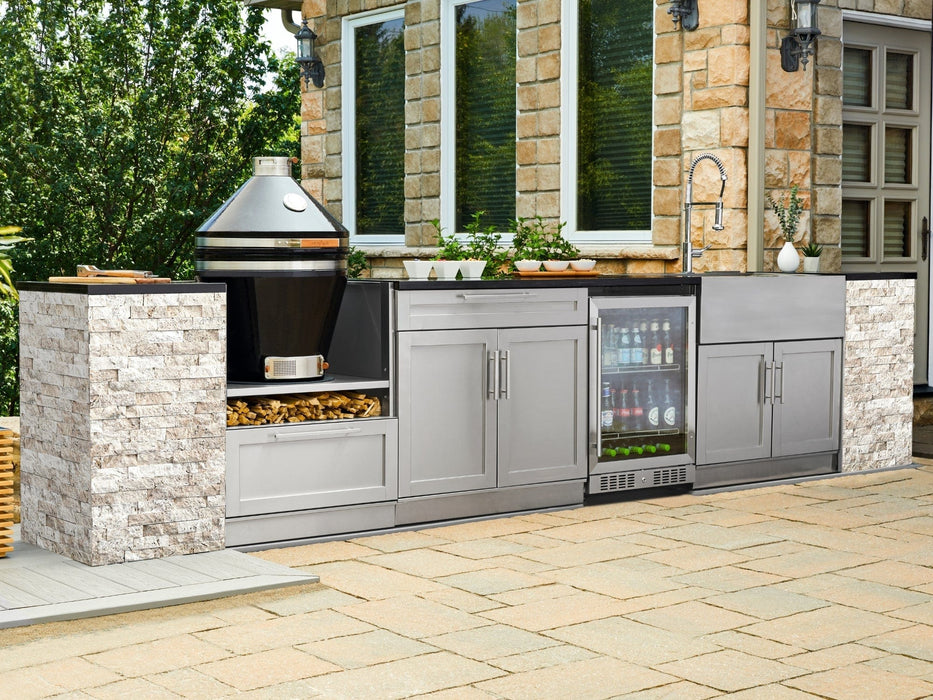 NewAge | Outdoor Kitchen Signature Series 8 Piece Cabinet Set with Grill, 3 Drawer, 1 Door and Dual Side Burner