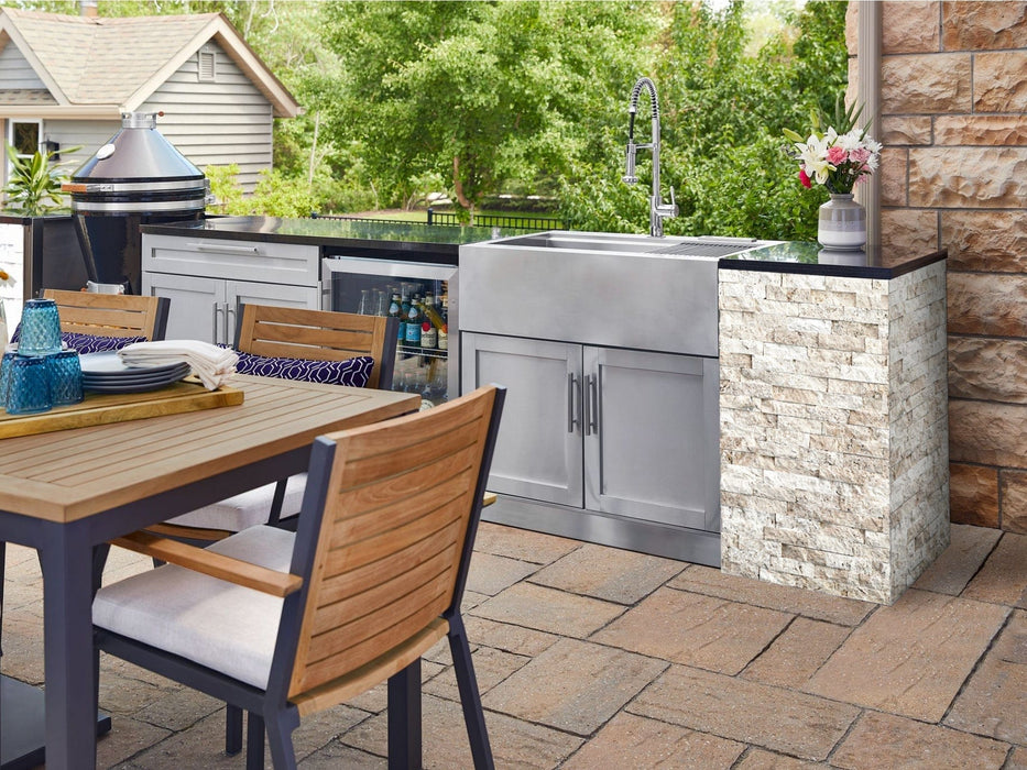 NewAge | Outdoor Kitchen Signature Series 8 Piece Cabinet Set with Grill, 3 Drawer, 1 Door and Dual Side Burner