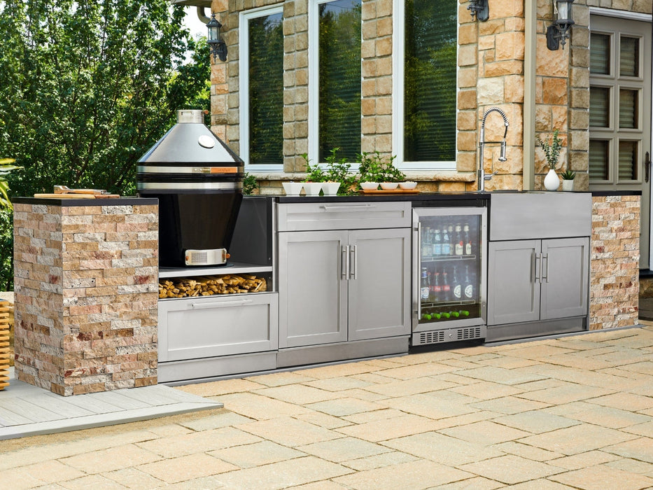 NewAge | Outdoor Kitchen Signature Series 8 Piece Cabinet Set with Grill, 3 Drawer, 1 Door and Dual Side Burner