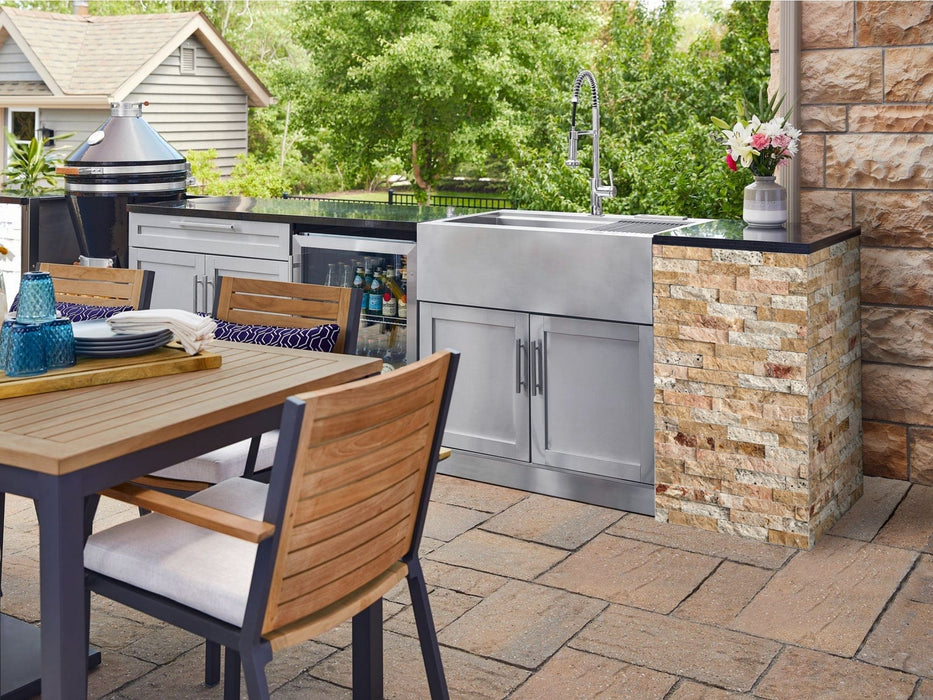 NewAge | Outdoor Kitchen Signature Series 8 Piece Cabinet Set with Grill, 3 Drawer, 1 Door and Dual Side Burner