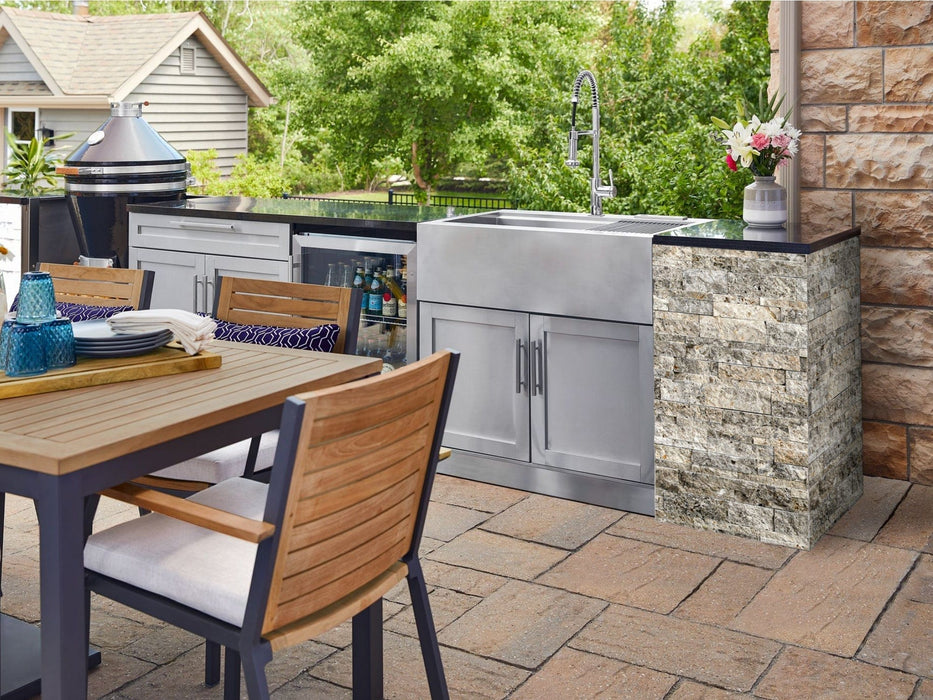 NewAge | Outdoor Kitchen Signature Series 8 Piece Cabinet Set with Grill, 3 Drawer, 1 Door and Dual Side Burner