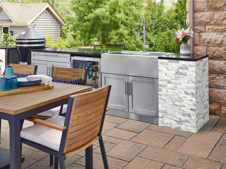 NewAge | Outdoor Kitchen Signature Series 8 Piece Cabinet Set with Grill, 3 Drawer, 1 Door and Dual Side Burner