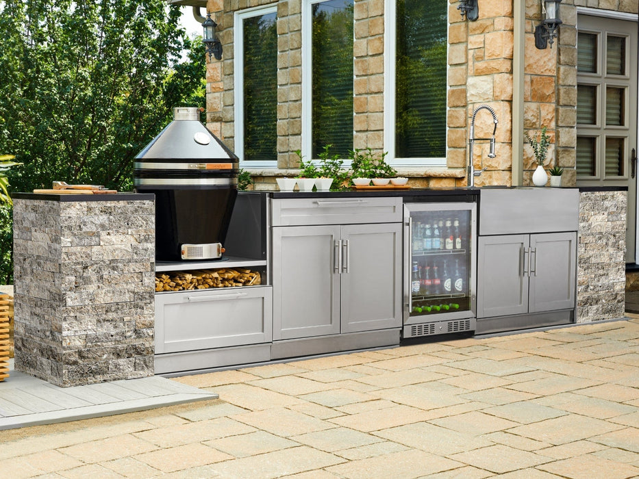 NewAge | Outdoor Kitchen Signature Series 11 Piece Cabinet Set With Dual Side Burner, Platinum Grill, Grill Cabinet and Sink Cabinet