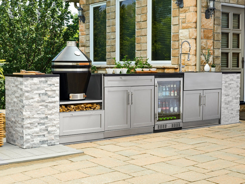 NewAge | Outdoor Kitchen Signature Series 11 Piece Cabinet Set With Dual Side Burner, Platinum Grill, Grill Cabinet and Sink Cabinet